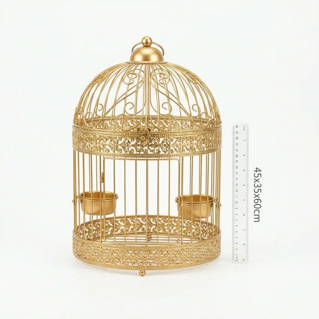 Dekoratif Kuş Kafesi Gold